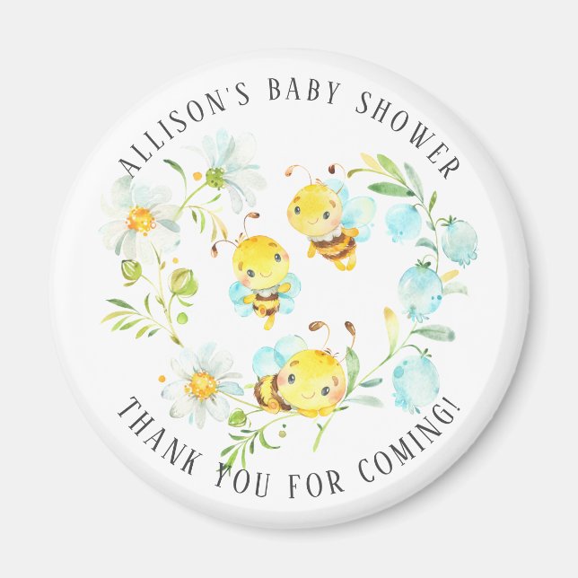 Aimant Bientôt la famille d'abeilles de 3 Baby shower abe (Devant)