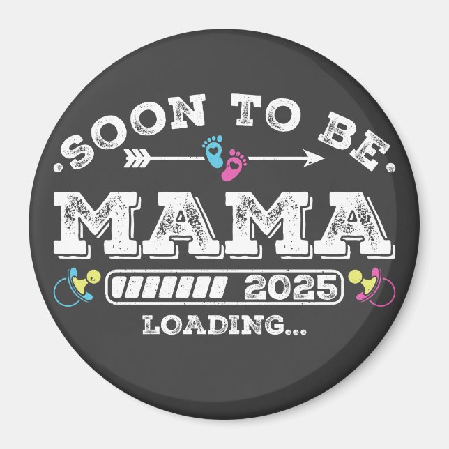 Aimant Bientôt Maman 2025 Cercle de Chargement (Devant)