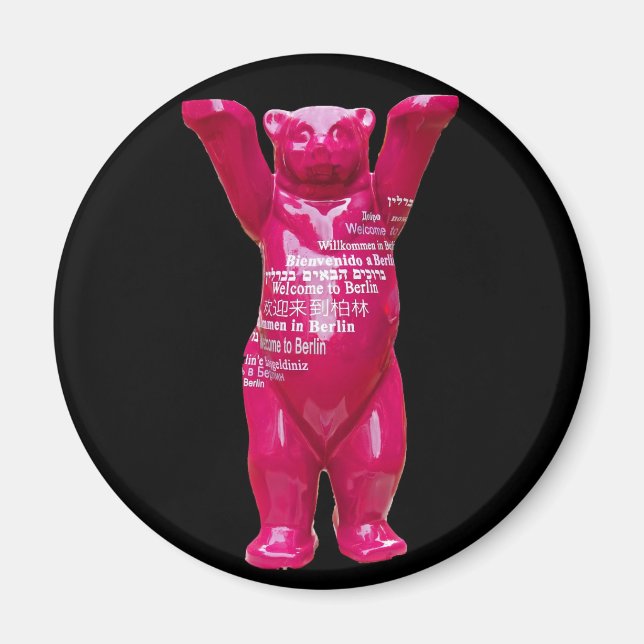 Aimant Bienvenue à Berlin Teddy Bear, Black Back (Devant)