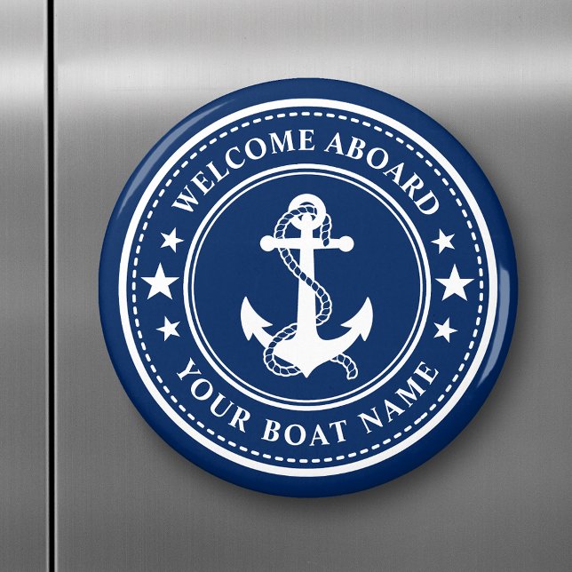 Aimant Bienvenue à bord Nom du bateau Ancres Étoiles Mari (Créateur téléchargé)
