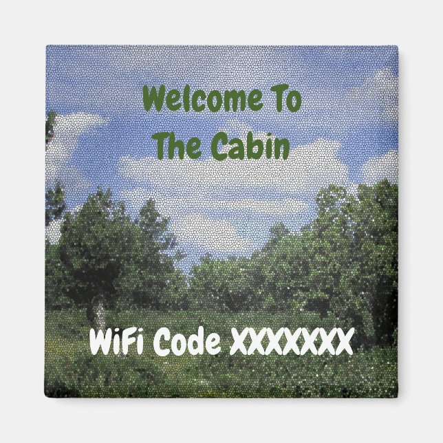 Aimant Bienvenue À La Location De Maison WiFi Code Cabine (Devant)