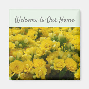 Aimant Bienvenue dans notre maison Floral Fleur Jaune joy