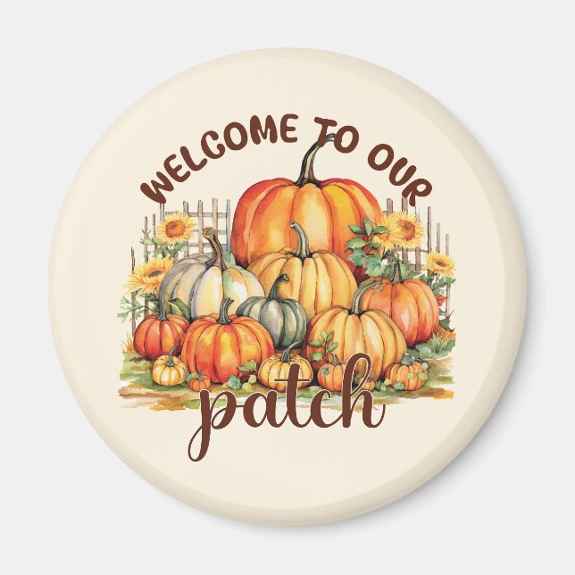 Aimant Bienvenue dans notre Patch - Cosy Citrouille Patch (Devant)