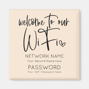 Aimant Bienvenue dans WiFi Détails Invités Cream texte in