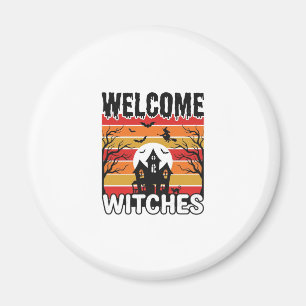 Aimant Bienvenue Sorcières Design de gravure Halloween vi