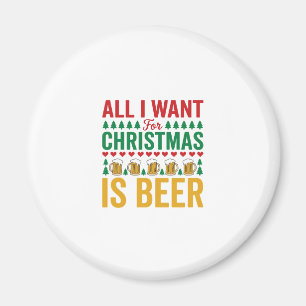Aimant Bière de Noël Dessin humoristique de fête de fin d