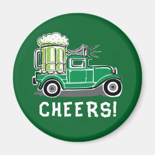 Aimant Bière vintage de vert de camion du jour de St