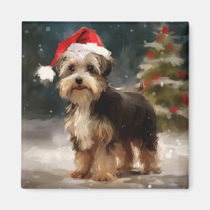 Aimant Biewer Terrier Chien dans Noël de neige