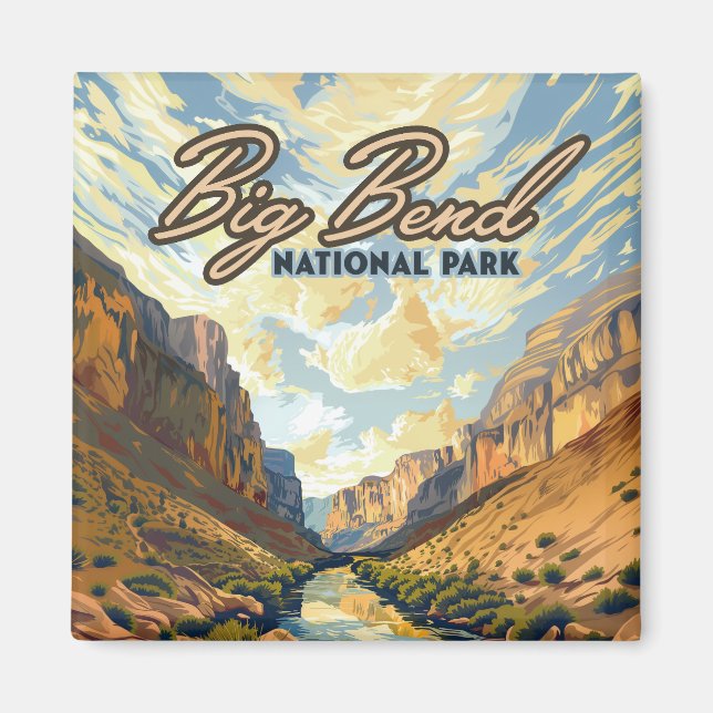 Aimant Big Bend National Park Texas Desert Retro (Devant)