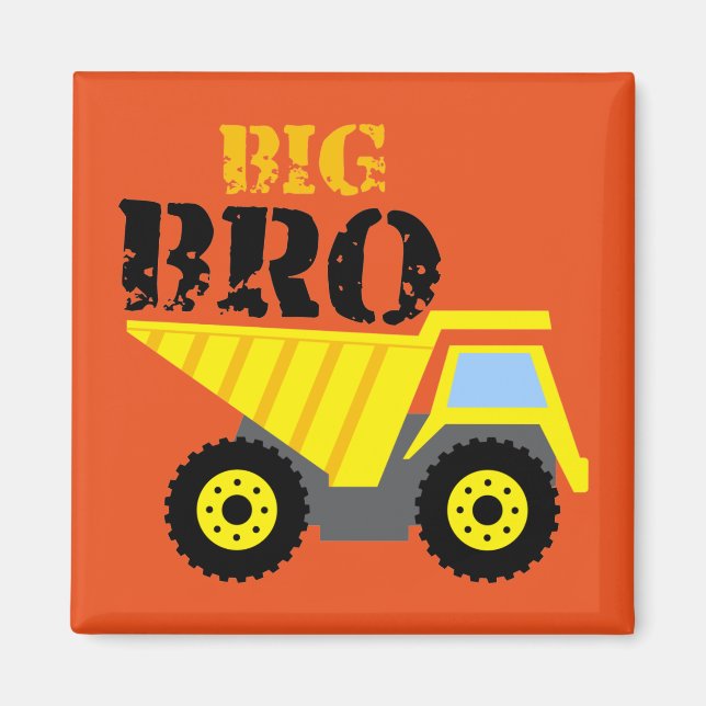 Aimant Big Bro Construction Camion à vidange jaune (Devant)