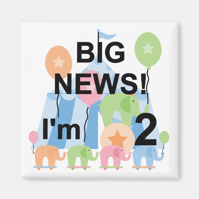 Aimant Big News Circus 2nd Birthday T-shirts et cadeaux (Devant)