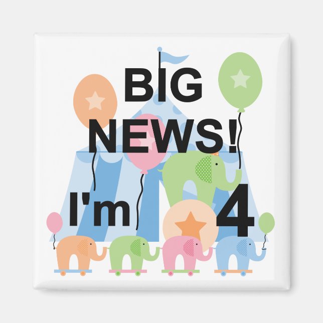 Aimant Big News Circus 4th Birthday T-shirts et cadeaux (Devant)