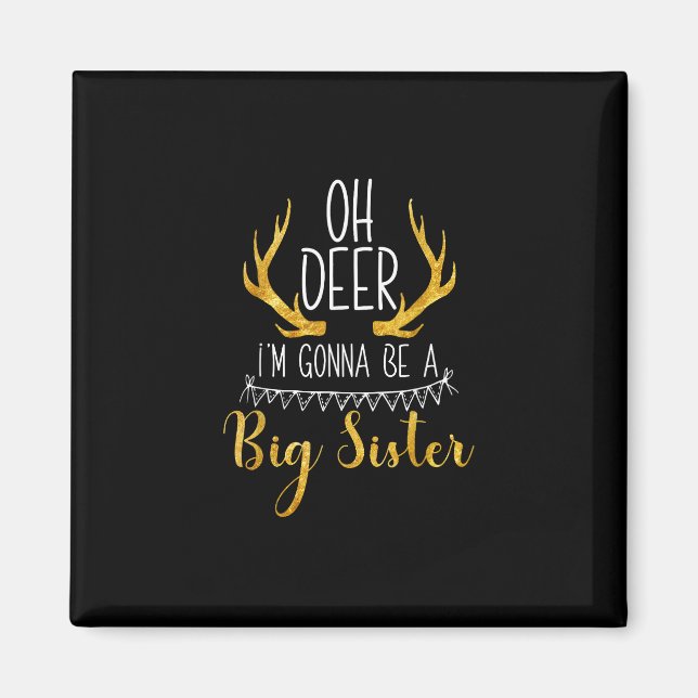 Aimant Big Sister Oh Deer Baby Announcement Cute Style  (Devant)