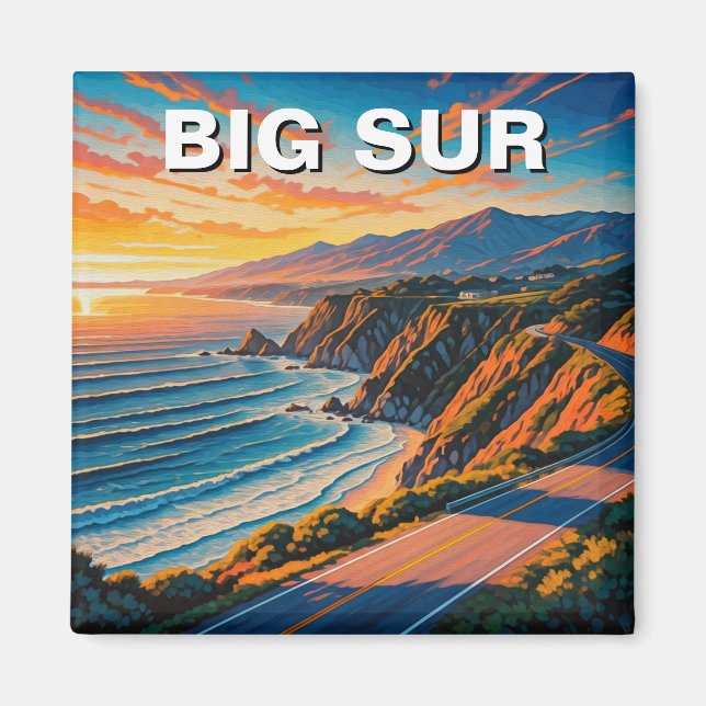 Aimant Big Sur California Central Coast Voyage Sunset (Devant)