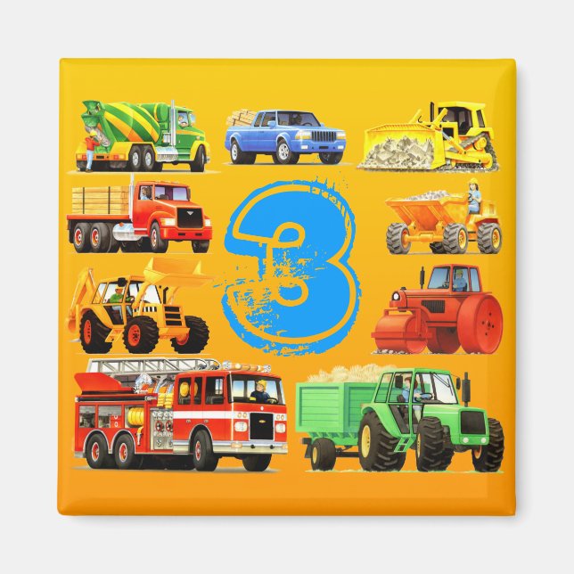 Aimant Big Trucks 3e anniversaire (Devant)