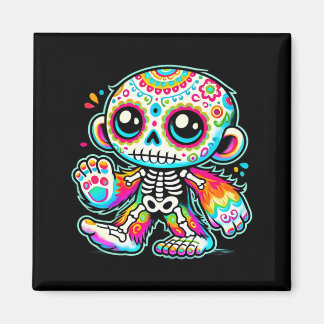 Aimant Bigfoot Crâne De Sucre Mignon Día De Los Muertos