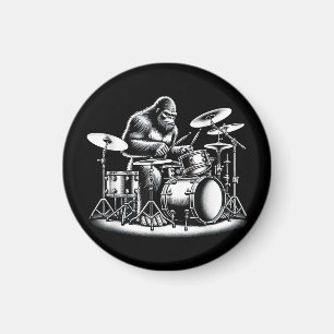 Aimant Bigfoot Drummer Sasquatch Jouer Drums Musicien B