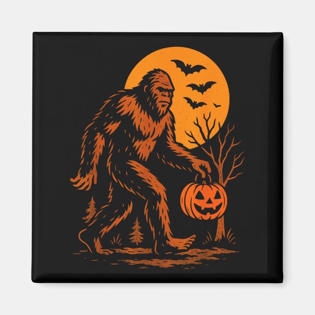 Aimant Bigfoot Halloween Sasquatch Jack O Lantern  (Devant)