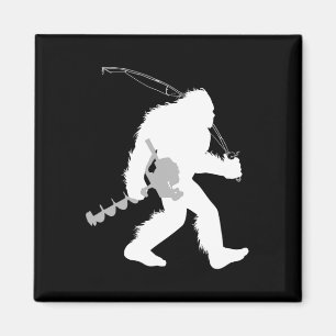 Aimant Bigfoot pêche sur glace Yéti pêcheur avec forage A