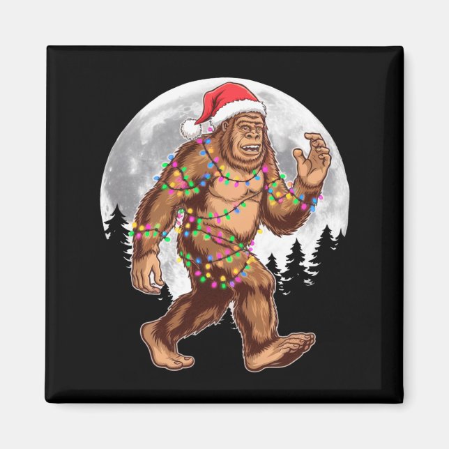 Aimant Bigfoot Santa Christmas Tree Lights Xmas Sasquatch (Devant)