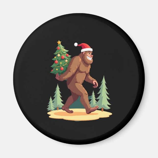 Aimant Bigfoot sapin de Noël Santa Hat (Devant)