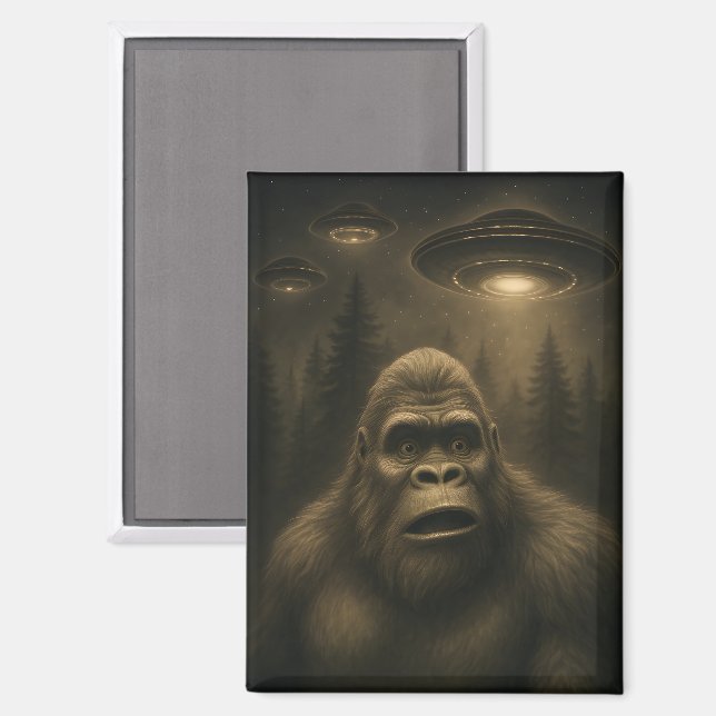 Aimant Bigfoot Sasquatch Alien UFO Funny (Recto/Verso)