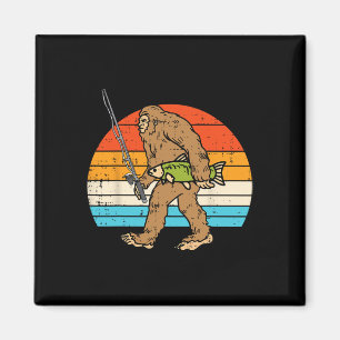 Aimant Bigfoot Sasquatch Pêche Rétro Pêcheur Hommes Femme