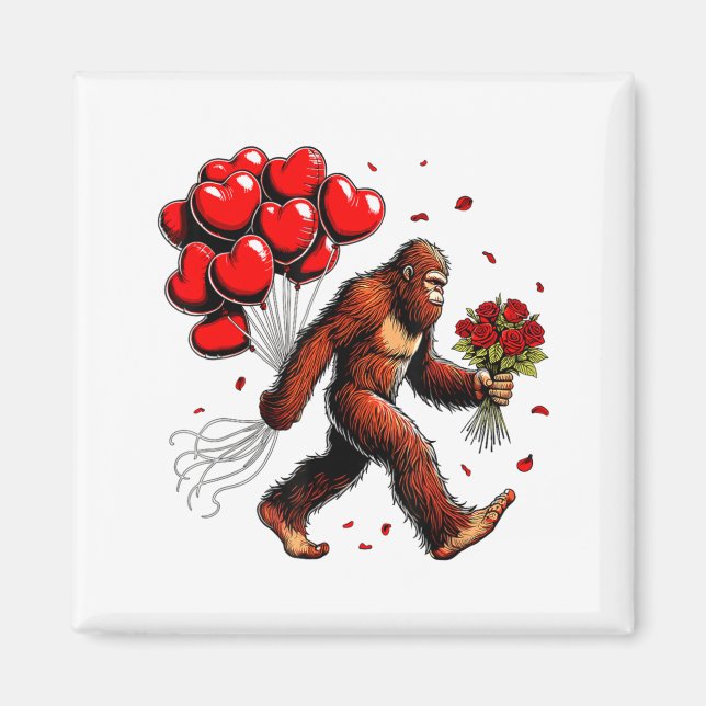 Aimant Bigfoot Valentines Day Funny Sasquatch Hearts Love (Devant)