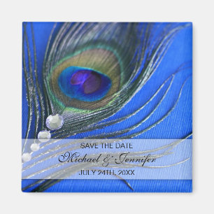 Aimant Bijoux Peacock Feather Blue Enregistrer la date