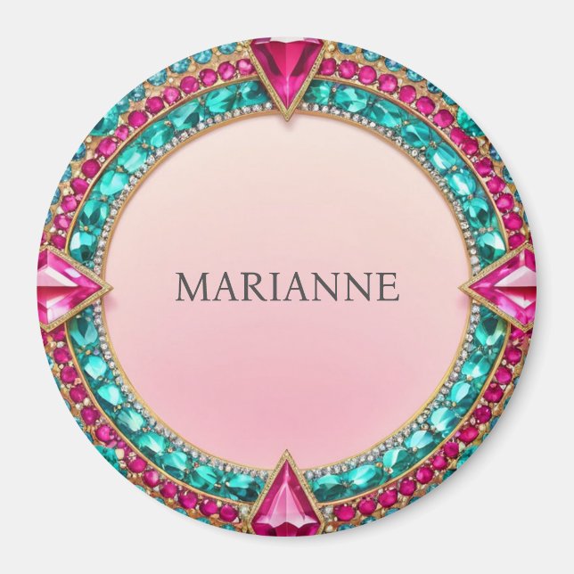 Aimant Bijoux rose et turquoise (Devant)