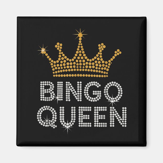 Aimant Bingo Queen Bingo Player Game Party Funny Women Gi (Devant)