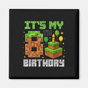 Aimant Birthday Boy C'est mon 8e anniversaire Gamer Pixel