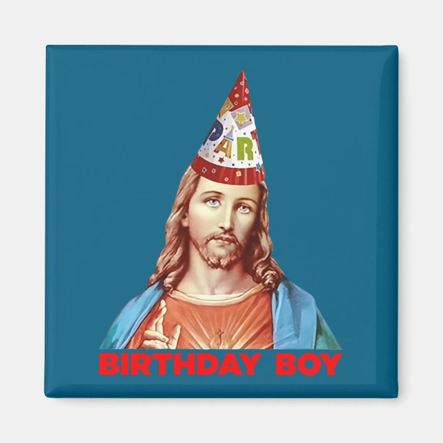 Aimant Birthday Boy Jesus Funny Christmas Party Hat Long  (Devant)