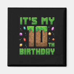 Aimant Birthday Boy Son 10e Anniversaire Gamer Pixel Numb