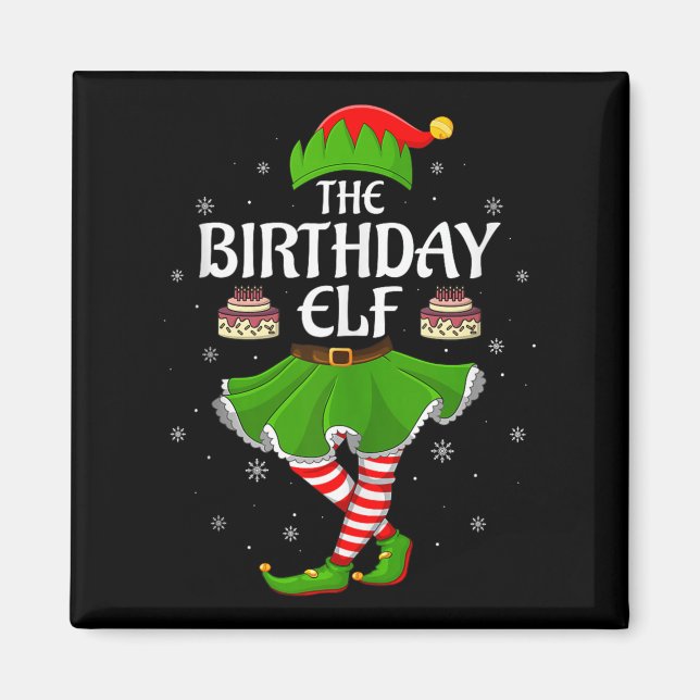 Aimant Birthday Elf Christmas Family Girls Women Elf Squa (Devant)