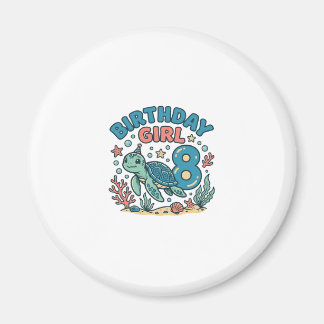 Aimant Birthday Girl Sea Turtle 8th Birthday Shirt Design