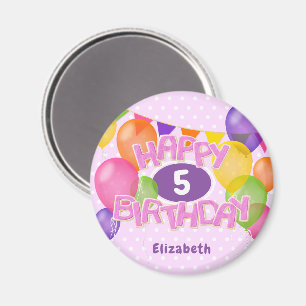 Aimant biscuits rose gelé avec ballons heureux anniversai