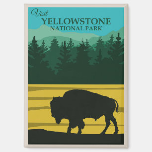 Aimant Bison Buffle vintage du Parc national de Yellowsto