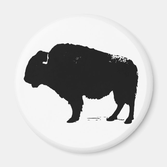 Aimant Bison de Buffalo Art noir et blanc (Devant)