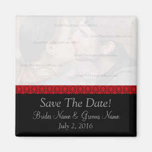 Aimant Black and Red Damask Enregistrer l'aimant Date