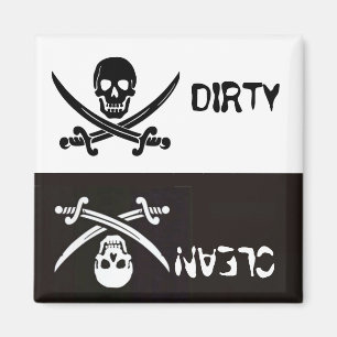 AIMANT BLACK AND WHITESKULL CROSSED SWORDS DIRTY CLEAN