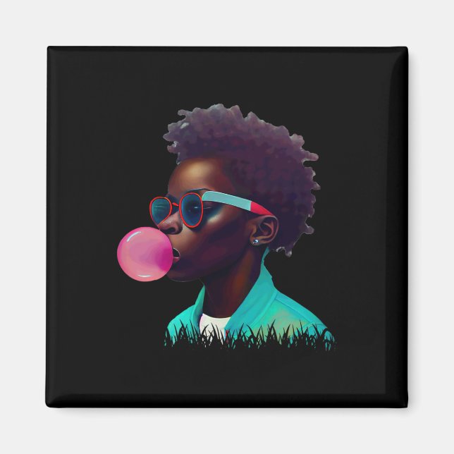 Aimant Black Boy Joy Bubble Gum Fun African Melanin Princ (Devant)
