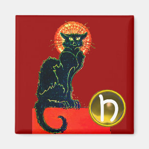 AIMANT BLACK CAT HALLOWEEN PARTY GEM MONOGRAM