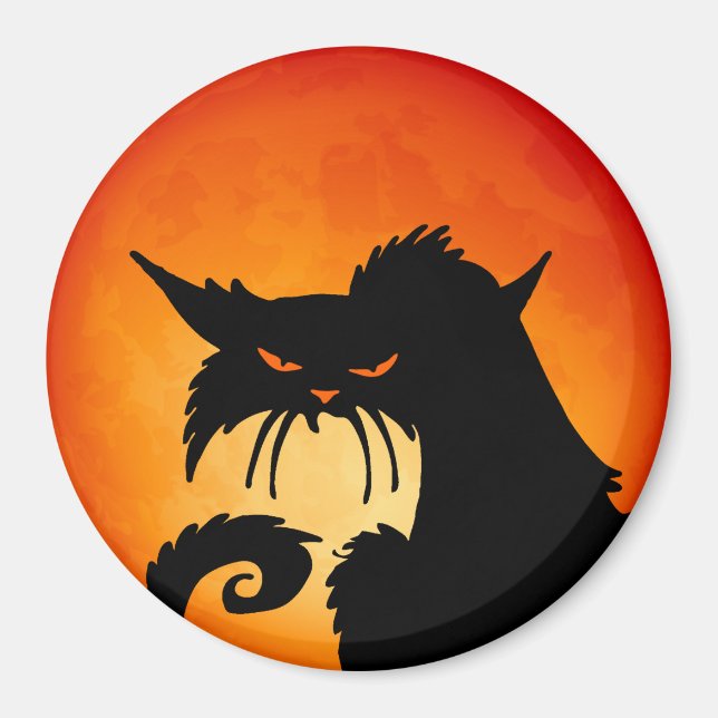 Aimant Black Cat Orange Moon (Devant)