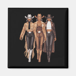 Aimant Black Cowgirl Western Tee Rodeo Pays Femmes Juin