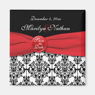 Aimant Black Damask avec Poppy Red Enregistrer l'aimant D