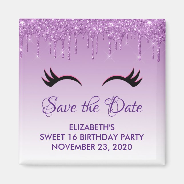 Aimant Black Eyelashes & Purple Parties scintillant Enreg (Devant)