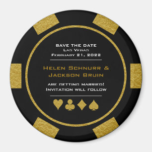 Aimant Black Gold Casino Poker Chip Wedding Enregistrer L