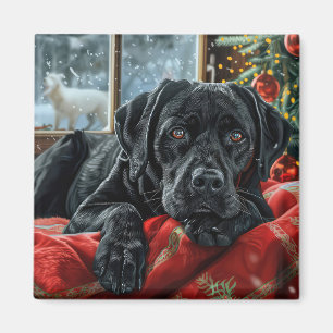 Aimant Black Labrador Chien Festive de Noël