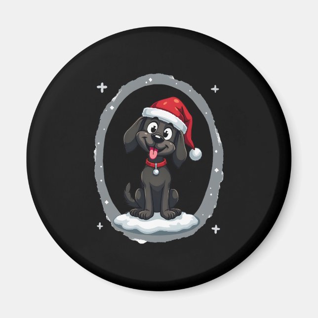 Aimant Black Labrador Christmas Santa Hat Xmas Pajama T-S (Devant)